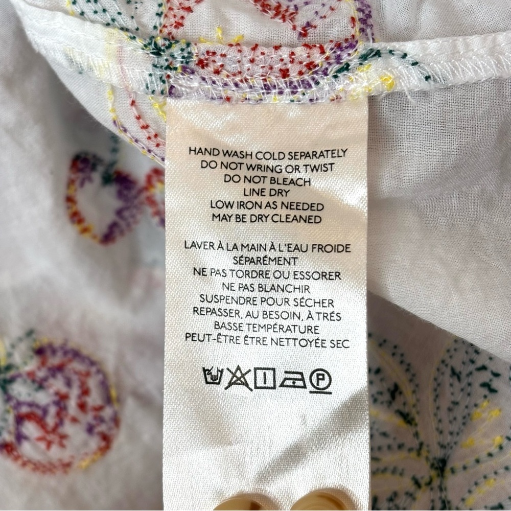 Anthropologie Pilcro Bella Fruit Embroidered Blouse Size XL White Boho - Picture 10 of 11